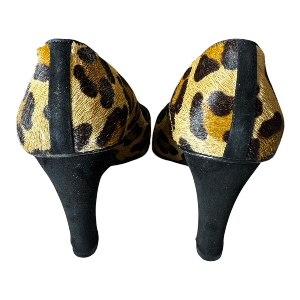 Stuart Weitzman Leopard Calf Hair Peep Toe Wedge Pumps Size 11 M - Picture 3 of 11